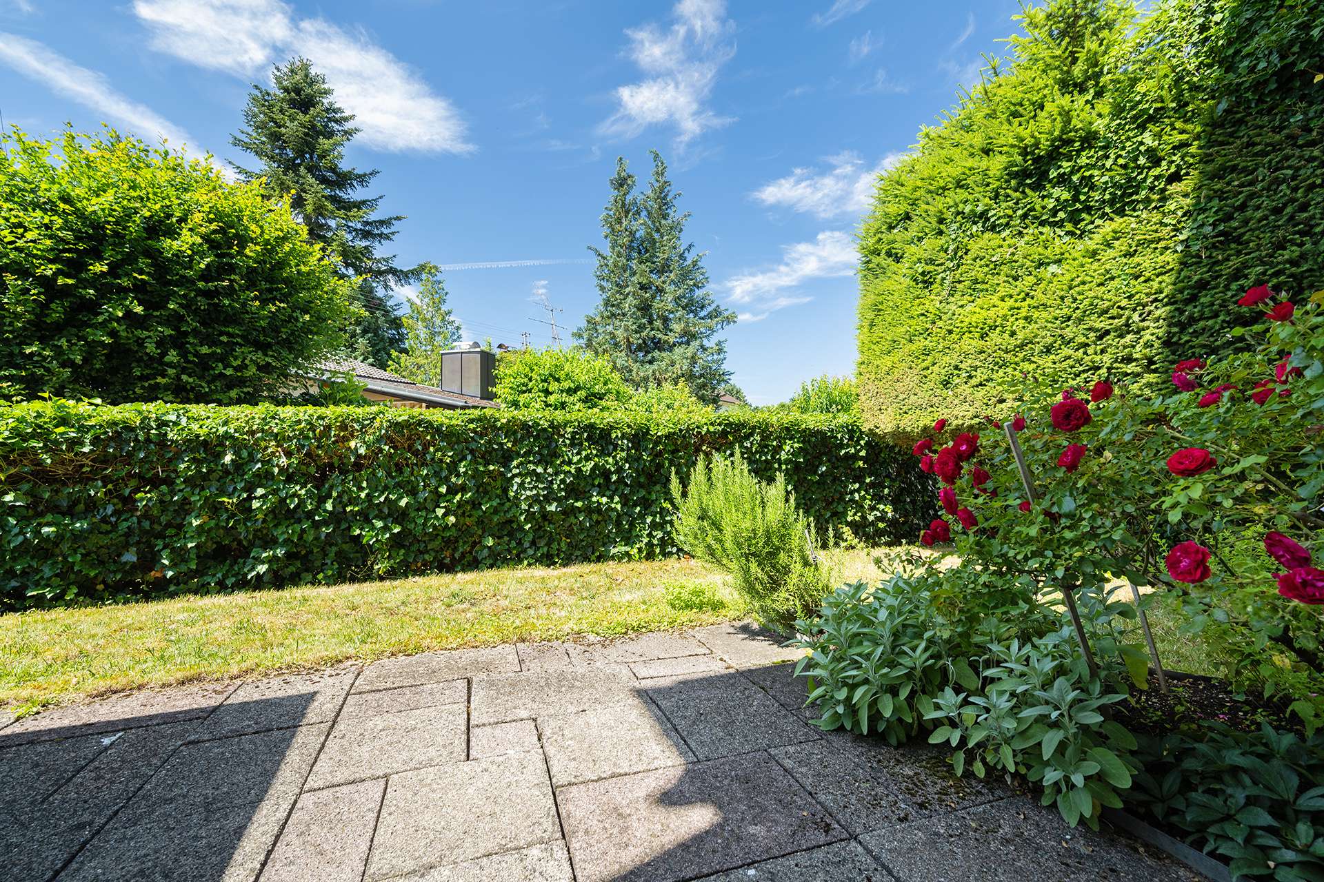 Renovierungsbedürftiges Einfamilienhaus mit viel Potential in Vaterstetten - Blick auf die Terrasse