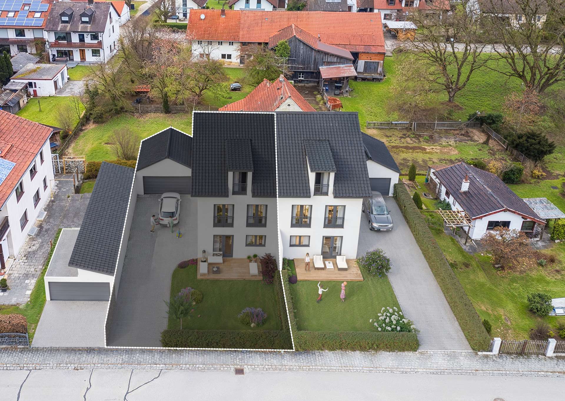 Neubau Doppelhaushälfte in Traumlage von Notzing - Visualisierung Haus 2 nah