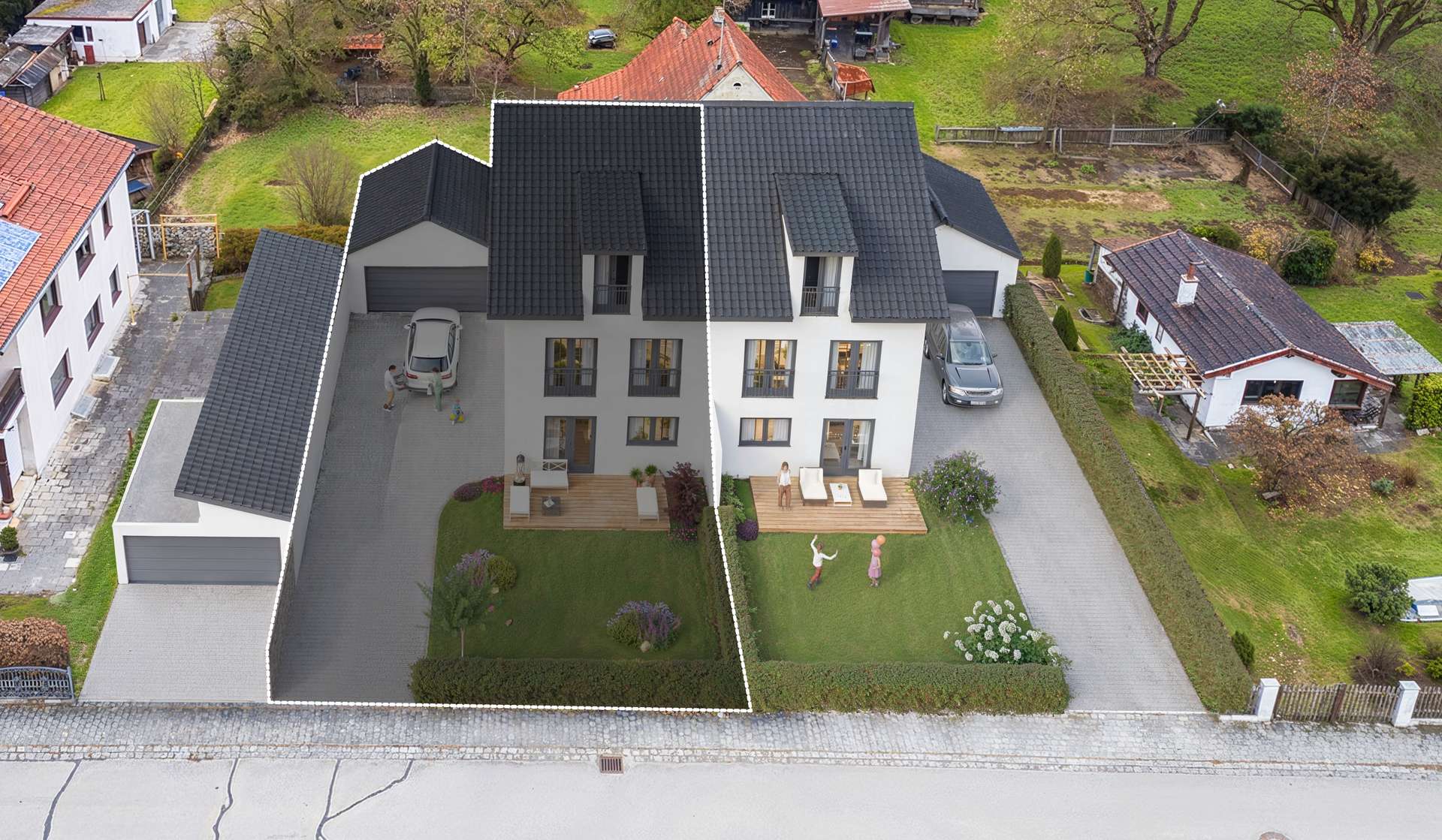 Neubau Doppelhaushälfte in Traumlage von Notzing - Visualisierung Haus 2 nah neu