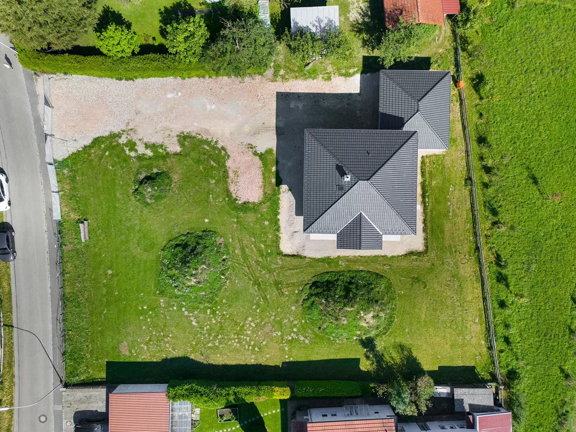 Geniales Baugrundstück zum Bau eines Einfamilienhauses in Ortsrandlage - Vogelperspektive