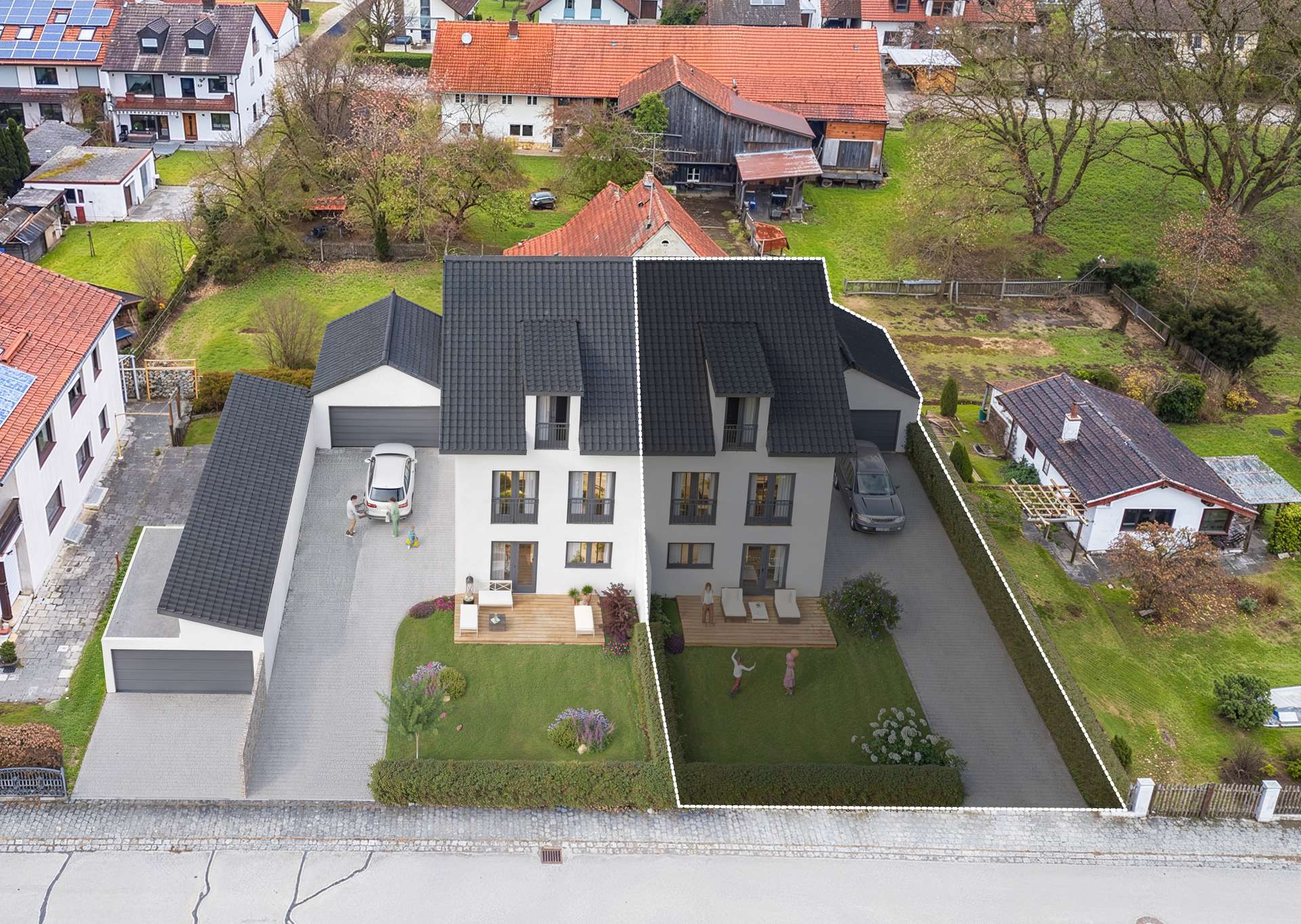 Neubau Doppelhaushälfte in Traumlage von Notzing - Visualisierung Haus 1 nah