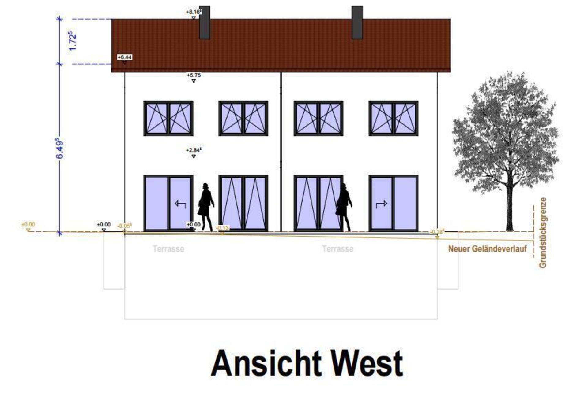 Baugrundstück für ein Doppelhaus oder Einfamilienhaus - Ansicht West
