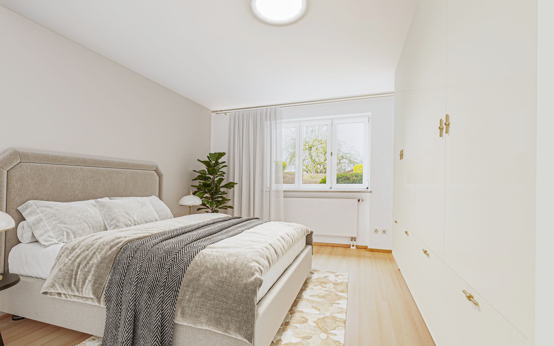 Zauberhafte 3-Zimmer Gartenwohnung in Erding/Langengeisling - Schlafzimmer mit möglicher Einrichtung